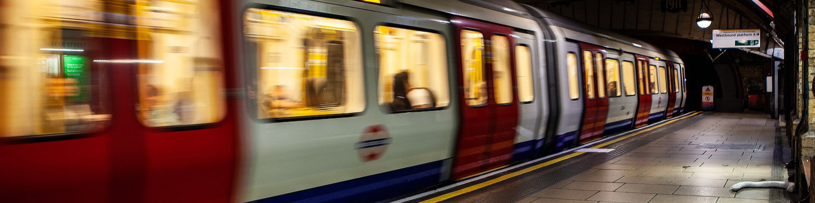 Tube train leaving station